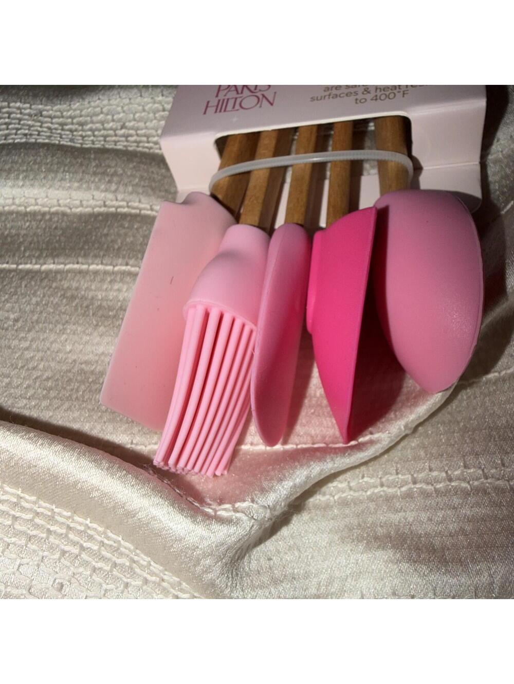 Paris Hilton ❤️5 Piece Mini Silicone Spatulas set Pink New - Picture 2 of 4